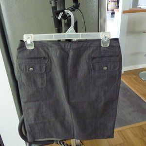 CALVIN KLEIN GREY CHAMBRAY MIDI PENCIL SKIRT FOUR FRONT POCKETS SIZE XL